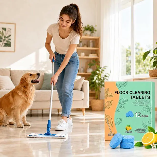 Alt view image 4 of 7 - 12 Pcs Floor Cleaning Tablets for Mopping, Floor Cleaner Pods for Robot Mops & Wet Dry Vacuums, Quick Dissolve Mop Cleaning Solution for Tile Vinyl Hardwood Floors, Lemon Scent