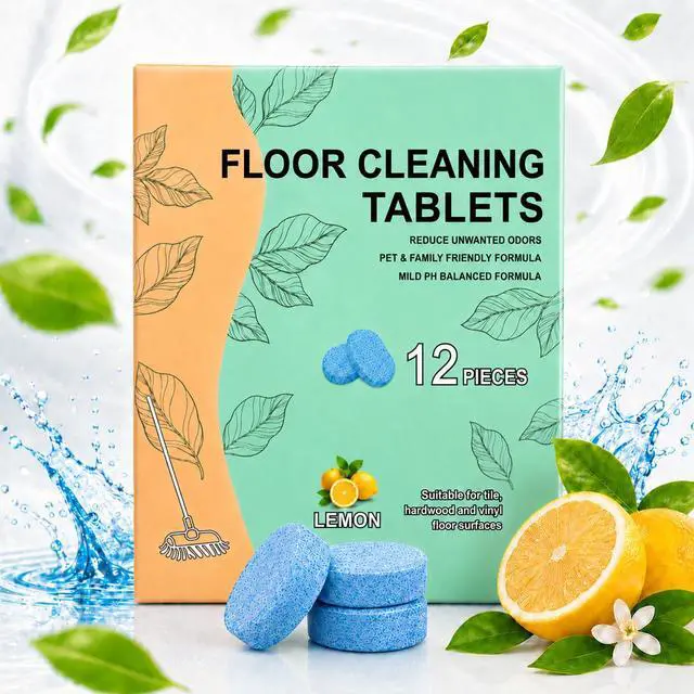 Alt view image 7 of 7 - 12 Pcs Floor Cleaning Tablets for Mopping, Floor Cleaner Pods for Robot Mops & Wet Dry Vacuums, Quick Dissolve Mop Cleaning Solution for Tile Vinyl Hardwood Floors, Lemon Scent