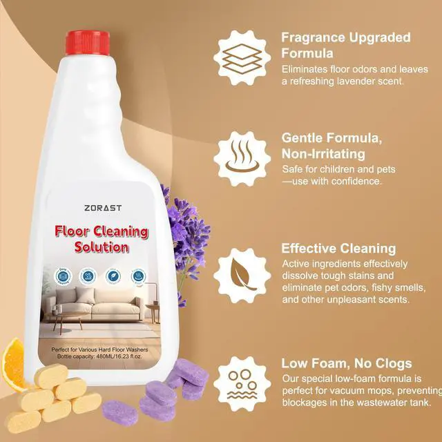 Alt view image 6 of 7 - Floor Cleaning Solution, 12 PCS Vacuum Mop Cleaning Solution Tablet Refil, Lavender & Sweet Orange Scent, Compatible with Roborock Robot Vacuum and Mop, including S8&S7 Series, Q Revo Series,Q Series