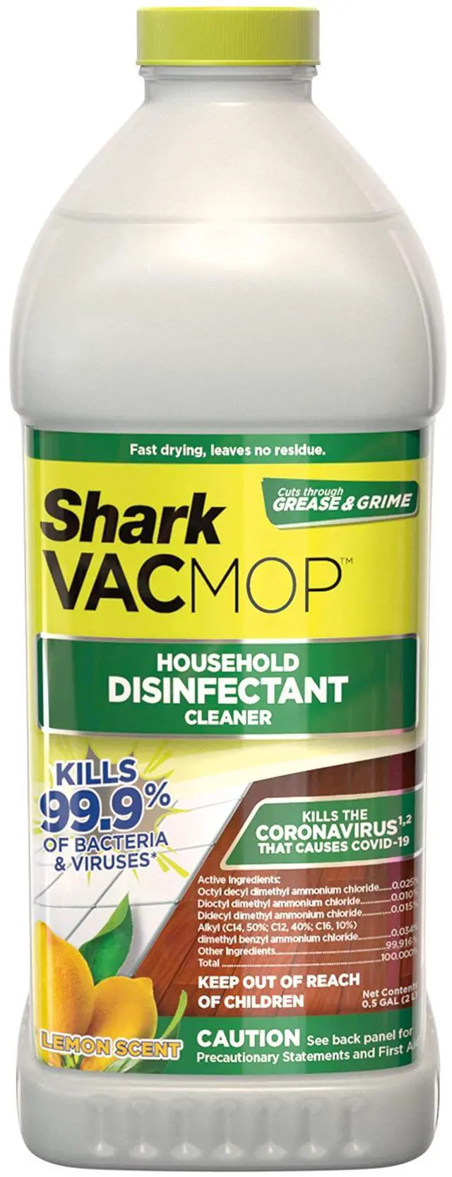 Main image of VACMOP Household Disinfectant Cleaner Refill 2L Bottle, Compatible with VM252 & VM180, Cleans & Disinfects Sealed Finished Floors, Stone, Laminate & Tiles, Lemon Scent, VCD60