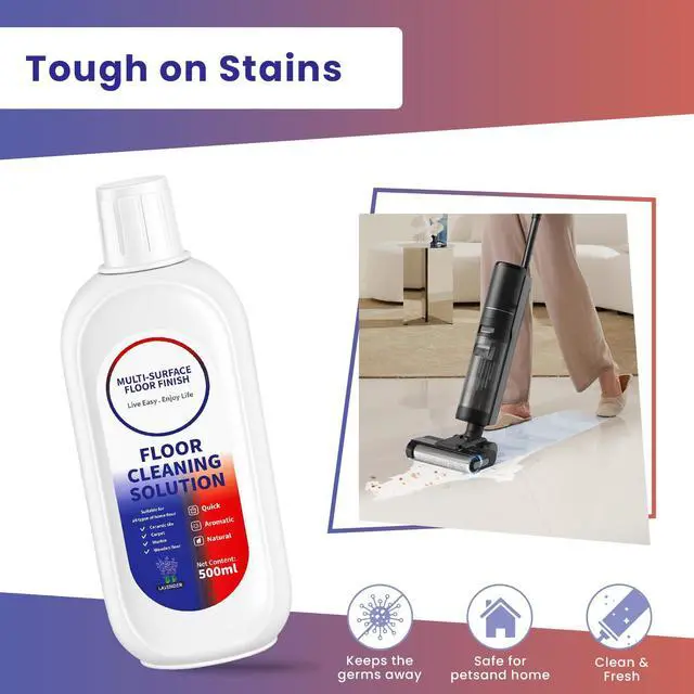 Alt view image 4 of 7 - Floor Cleaning Solution Compatible with Tineco/Roborock, Deep Cleans of Multiple Hard Floors for All Mopping Robot Vacuums and Cordless Wet/Dry Vacuum Mop Cleaner, Lavender Scent, 1000ml, 2 Bottles