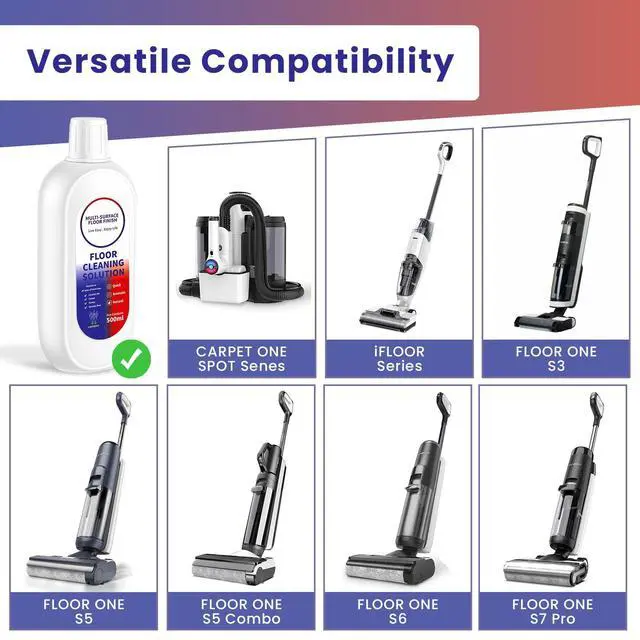 Alt view image 5 of 7 - Floor Cleaning Solution Compatible with Tineco/Roborock, Deep Cleans of Multiple Hard Floors for All Mopping Robot Vacuums and Cordless Wet/Dry Vacuum Mop Cleaner, Lavender Scent, 1000ml, 2 Bottles