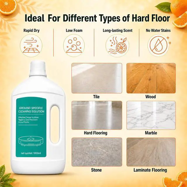 Alt view image 3 of 7 - Floor Cleaning Solution Orange Scent Compatible with Dreame Cleaning Solution, Residue & Streak Free, Suitable for All Robot Vacuum Cleaners and Wireless Wet Dry Dual-Use Vacuum Cleaners (Orange)