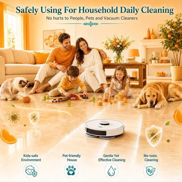 Alt view image 7 of 7 - Floor Cleaning Solution Orange Scent Compatible with Dreame Cleaning Solution, Residue & Streak Free, Suitable for All Robot Vacuum Cleaners and Wireless Wet Dry Dual-Use Vacuum Cleaners (Orange)