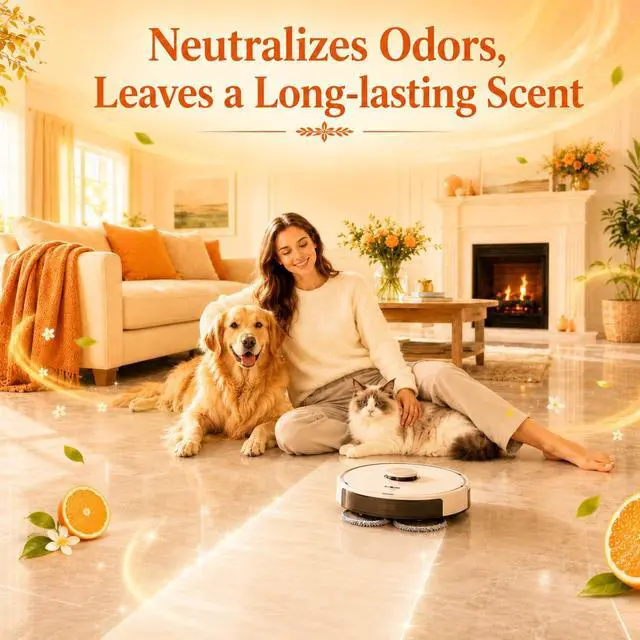 Alt view image 6 of 7 - Floor Cleaning Solution Orange Scent Compatible with Dreame Cleaning Solution, Residue & Streak Free, Suitable for All Robot Vacuum Cleaners and Wireless Wet Dry Dual-Use Vacuum Cleaners (Orange)