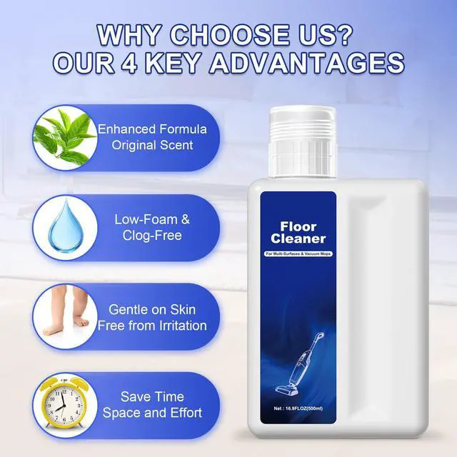 Alt view image 2 of 6 - Floor Cleaning Solution Compatible with Dreame Cleaning Solution, Pet-friendly & No Residue, Floor Cleaner for All Robot Vacuum Cleaners and Wireless Wet Dry Vacuum Cleaners (Original, Total 1 L)