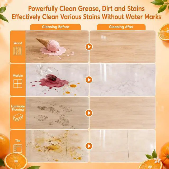 Alt view image 7 of 7 - Floor Cleaning Solution Compatible with Tineco Cleaning Solution, Residue & Streak Free, Suitable for All Robot Vacuum Cleaners and Wireless Wet Dry Dual-Use Vacuum Cleaners (Original flavor+Orange)