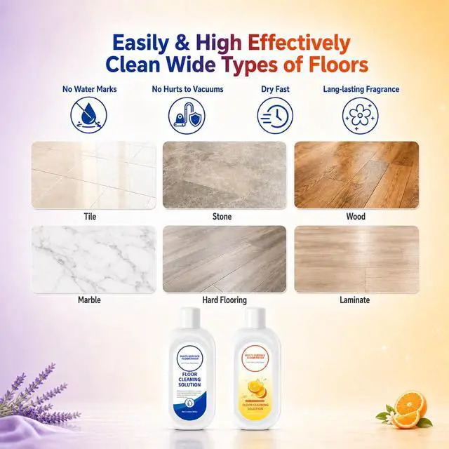 Alt view image 4 of 7 - Floor Cleaning Solution Compatible with Tineco Cleaning Solution, Residue & Streak Free, Suitable for All Robot Vacuum Cleaners and Wireless Wet Dry Dual-Use Vacuum Cleaners (Original flavor+Orange)