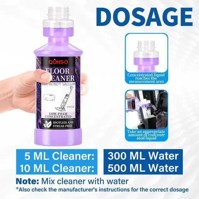 Alt view image 6 of 7 - Low Foam Robot Vacuum Floor Cleaning Concentrate Solution Compatible for Roborock Q5 Max, Tineco, iFloor, 8.45 Fl Oz 250ml