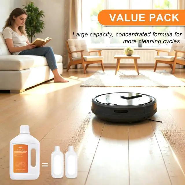 Alt view image 3 of 7 - 33.81 fl oz/1L Floor Cleaning Solution Compatible with Dreame Wet & Dry Vacuum, No residue & Pet-friendly, Household Floor Cleaners Suitable for Robot Vacuum Cleaners and Floor Mops, Sweet Orange