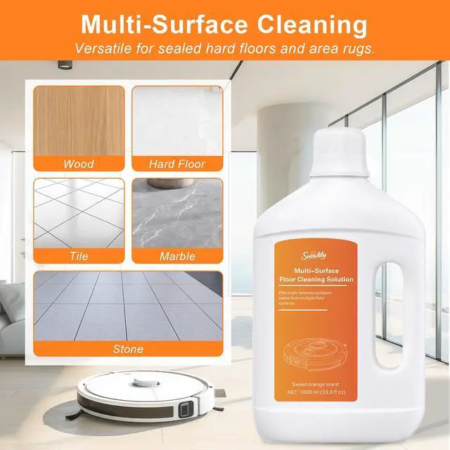 Alt view image 5 of 7 - 33.81 fl oz/1L Floor Cleaning Solution Compatible with Dreame Wet & Dry Vacuum, No residue & Pet-friendly, Household Floor Cleaners Suitable for Robot Vacuum Cleaners and Floor Mops, Sweet Orange