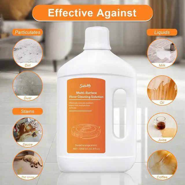 Alt view image 6 of 7 - 33.81 fl oz/1L Floor Cleaning Solution Compatible with Dreame Wet & Dry Vacuum, No residue & Pet-friendly, Household Floor Cleaners Suitable for Robot Vacuum Cleaners and Floor Mops, Sweet Orange