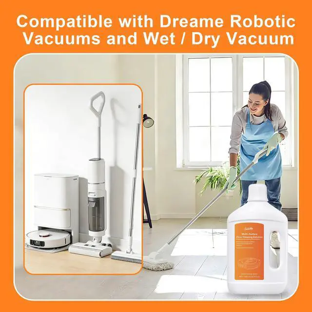 Alt view image 7 of 7 - 33.81 fl oz/1L Floor Cleaning Solution Compatible with Dreame Wet & Dry Vacuum, No residue & Pet-friendly, Household Floor Cleaners Suitable for Robot Vacuum Cleaners and Floor Mops, Sweet Orange