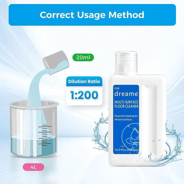 Alt view image 6 of 7 - Floor Cleaning Solution for Dreame Aero/G10/H12/H13/H14/H15 Wet Dry Vacuum