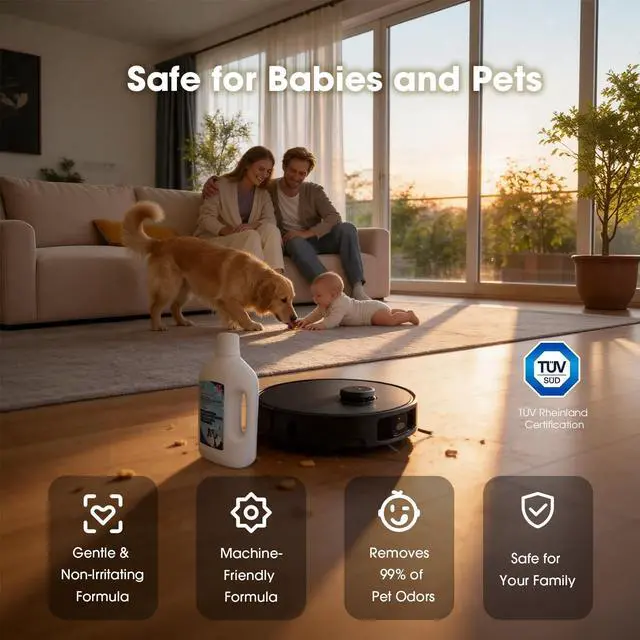 Alt view image 4 of 7 - Deep Cleaning&Deodorizing Solution, Compatible with ECOVACS, Tineco, roborock, DREAME, Eufy Floor Washers&Robotic Vacuum Cleaners, TÜV Rheinland Certification, Pet Friendly