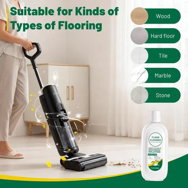 Alt view image 3 of 7 - Mop Solution Osmanthus Flower Scent Compatible with Tineco Cleaning Solution, Residue & Streak Free, Suitable for All Robot Vacuum Cleaners and Wireless Wet Dry Dual-Use Vacuum Cleaners (1 bottle)