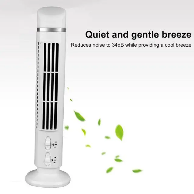 Alt view image 2 of 7 - Bladeless Tower Fan, Quiet USB Desk Fan, Low Noise Bladeless Fan, Portable Cooling Standing Fan for Indoor Home Bedroom Office Room (White)