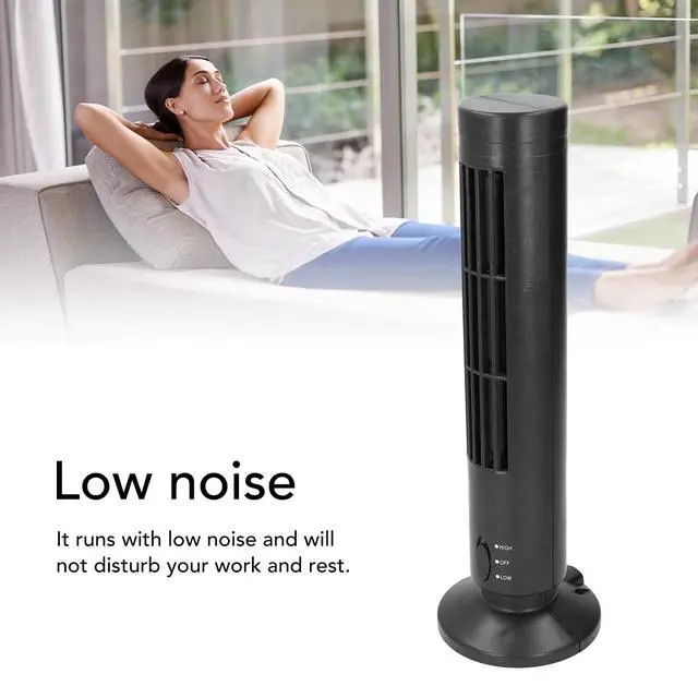 Alt view image 4 of 7 - Desktop Tower Fan, Bladeless Standing Fan, 2 Speeds Adjustable Desk Fan Portable Electric Oscillating Fan Quiet Cooling for Bedroom Home Office Desktop (Black)
