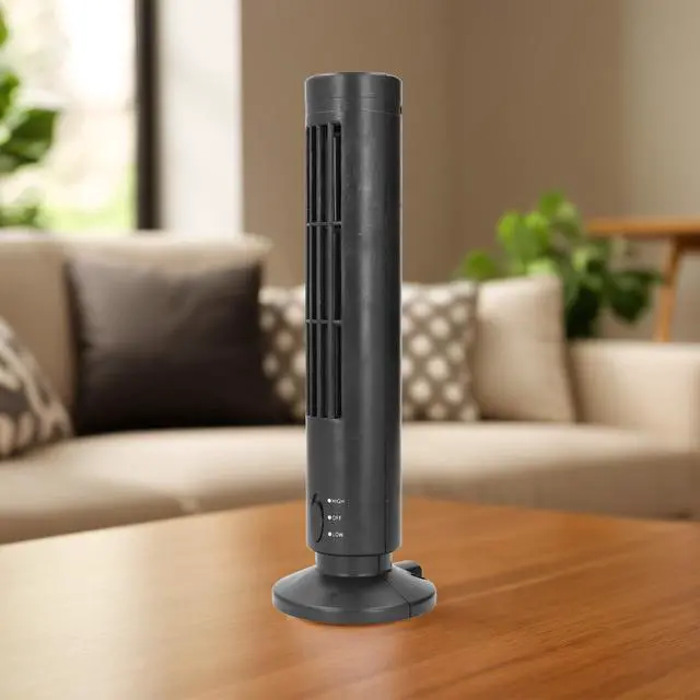 Alt view image 5 of 7 - Desktop Tower Fan, Bladeless Standing Fan, 2 Speeds Adjustable Desk Fan Portable Electric Oscillating Fan Quiet Cooling for Bedroom Home Office Desktop (Black)