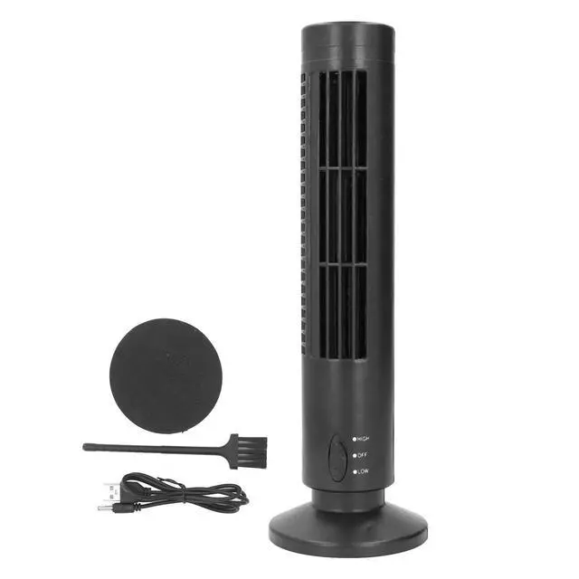 Alt view image 6 of 7 - Desktop Tower Fan, Bladeless Standing Fan, 2 Speeds Adjustable Desk Fan Portable Electric Oscillating Fan Quiet Cooling for Bedroom Home Office Desktop (Black)