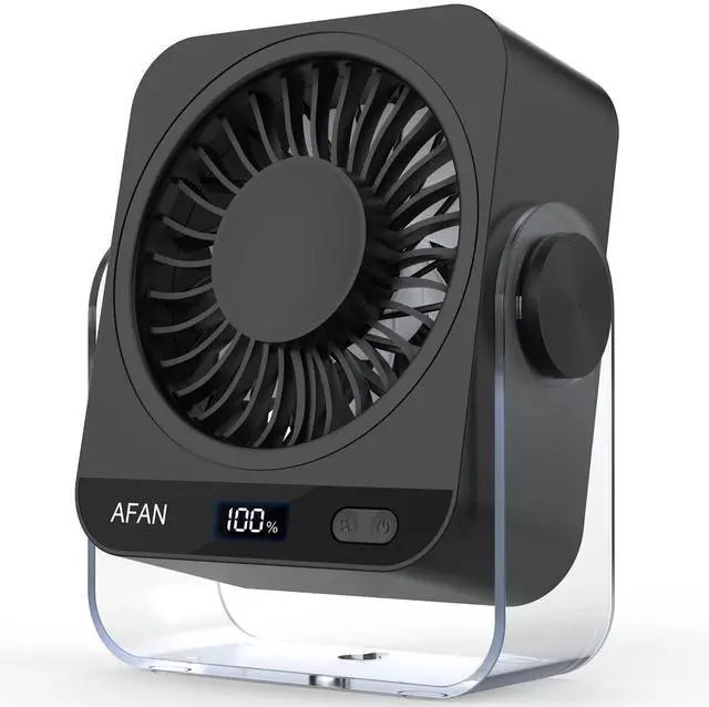 Main image of Small Desk Fan Quiet: Rechargeable 5000mAh Battery Powered, 199 Speeds Strong Wind, 120° Tilt Adjustable, 6.6" Portable Desktop Fan for Bedside Sleeping Camping Home Office Travel, Black