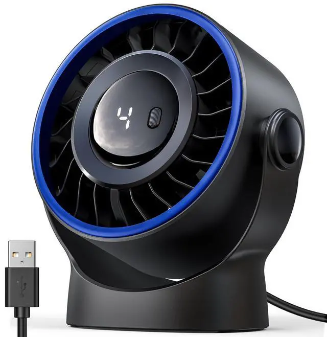 Main image of USB Small Desk Fan - 5 Inch Mini Personal Desktop Fan, 4 Speeds Cooling Strong Airflow, 360° Adjustable Tilt, Quiet Portable Table Fans for Bedroom, Home, Office, Travel & Cruise, Black