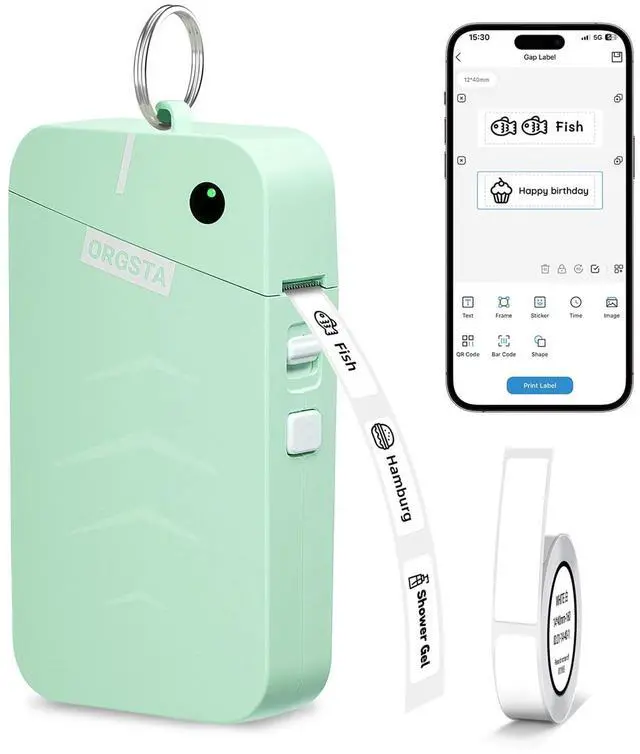 Main image of S001 Label Maker Machine with Tape, Portable Bluetooth Label Maker for Home and Office Organization, Thermal Label Printer Mini Sticker Maker with Multiple Templates, Green