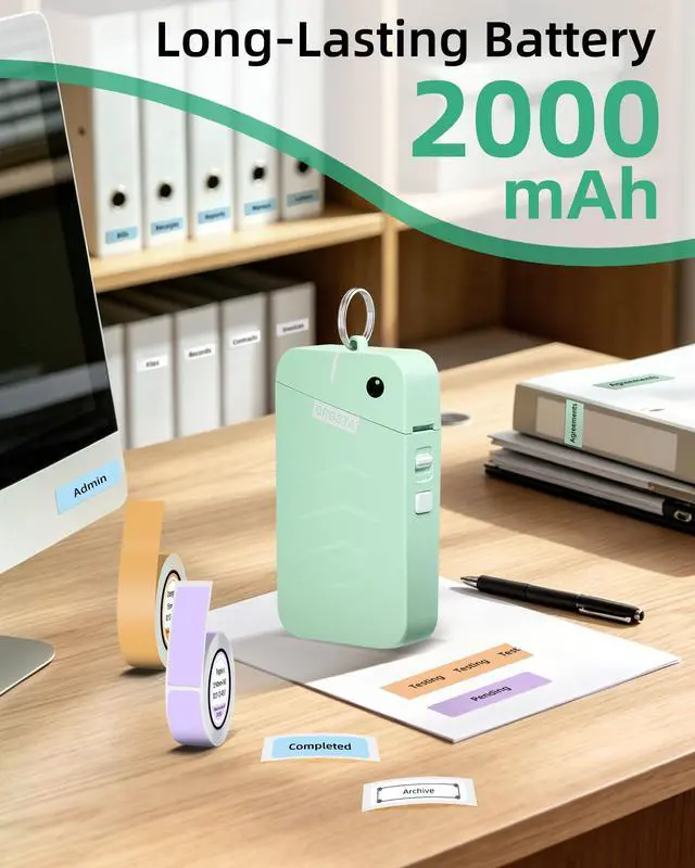 Alt view image 4 of 7 - S001 Label Maker Machine with Tape, Portable Bluetooth Label Maker for Home and Office Organization, Thermal Label Printer Mini Sticker Maker with Multiple Templates, Green