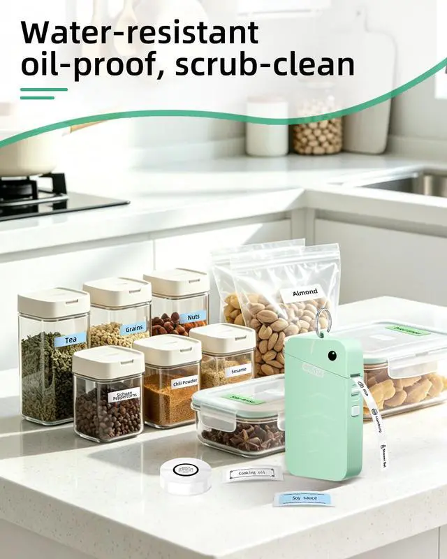 Alt view image 6 of 7 - S001 Label Maker Machine with Tape, Portable Bluetooth Label Maker for Home and Office Organization, Thermal Label Printer Mini Sticker Maker with Multiple Templates, Green