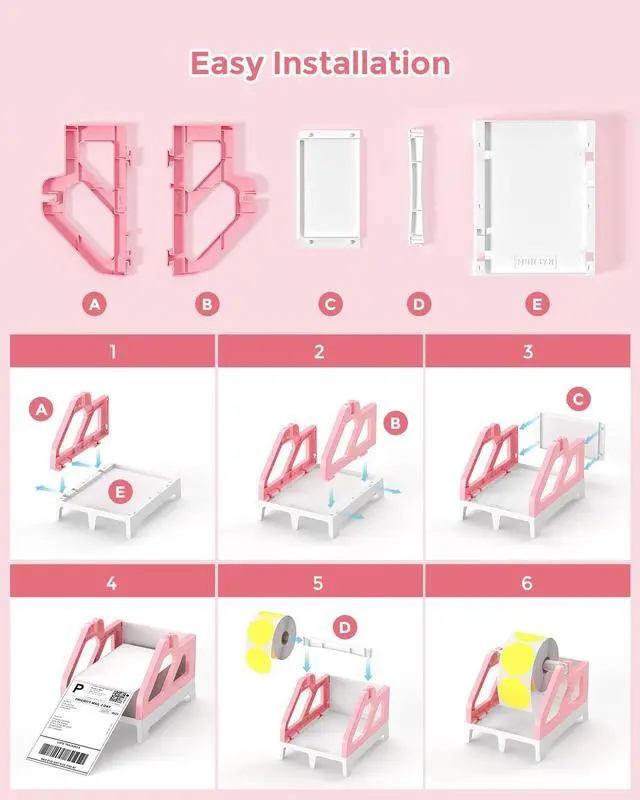 Alt view image 3 of 7 - Label Holder for Rolls and Fan-Fold Labels, Pink