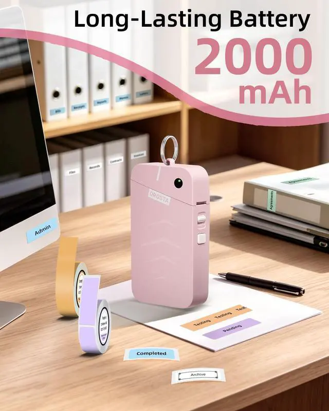 Alt view image 4 of 7 - Label Maker, S001 Portable Bluetooth Label Maker Machine with Tape, Thermal Label Printer for Home, Office, School Organization, Wireless Mini Labeler Machine, Pink