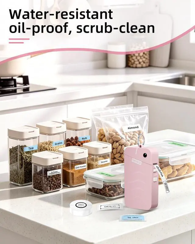 Alt view image 6 of 7 - Label Maker, S001 Portable Bluetooth Label Maker Machine with Tape, Thermal Label Printer for Home, Office, School Organization, Wireless Mini Labeler Machine, Pink