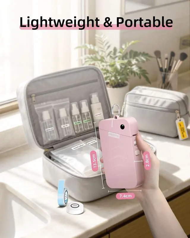 Alt view image 5 of 7 - Label Maker, S001 Portable Bluetooth Label Maker Machine with Tape, Thermal Label Printer for Home, Office, School Organization, Wireless Mini Labeler Machine, Pink