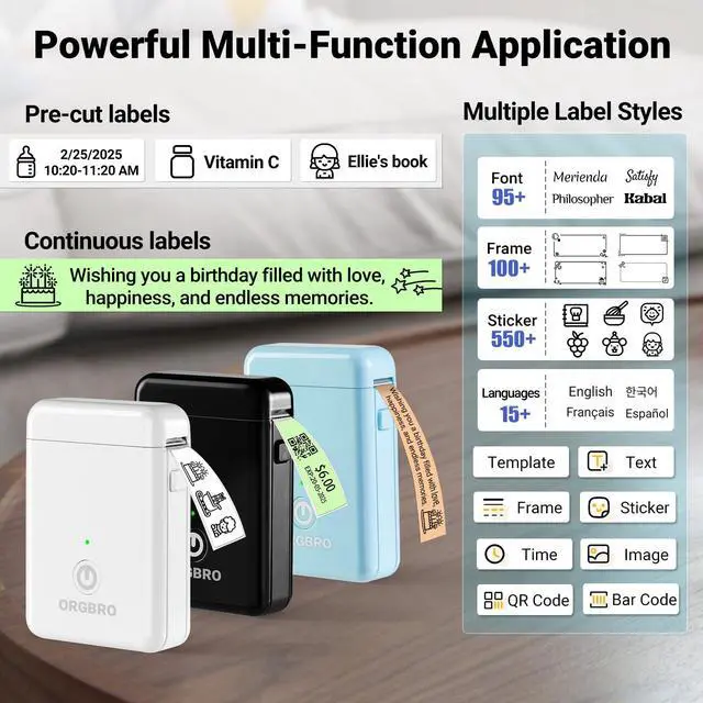 Alt view image 2 of 7 - Label Maker Machine with Tape, Random Color-1 Count, X1 Bluetooth Mini Label Printer, Wireless Small Sticker Maker with Versatile App for School Home Office Organization (Random Color)