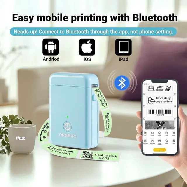 Alt view image 3 of 7 - Label Maker Machine with Tape, Random Color-1 Count, X1 Bluetooth Mini Label Printer, Wireless Small Sticker Maker with Versatile App for School Home Office Organization (Random Color)