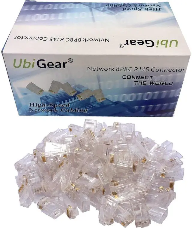 Alt view image 3 of 3 - 100 Pcs CAT5e RJ45 Pass-Through Network Cable Modular Plug 8P8C Gold-Plated Connector End