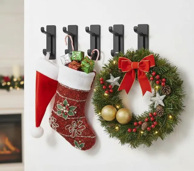 Alt view image 2 of 7 - Wall Hooks for Coat and Towel: 13LB Strong Adhesive Door Hanger Stick on,Towel Hooks for bathrooms,Black 4 Pack.