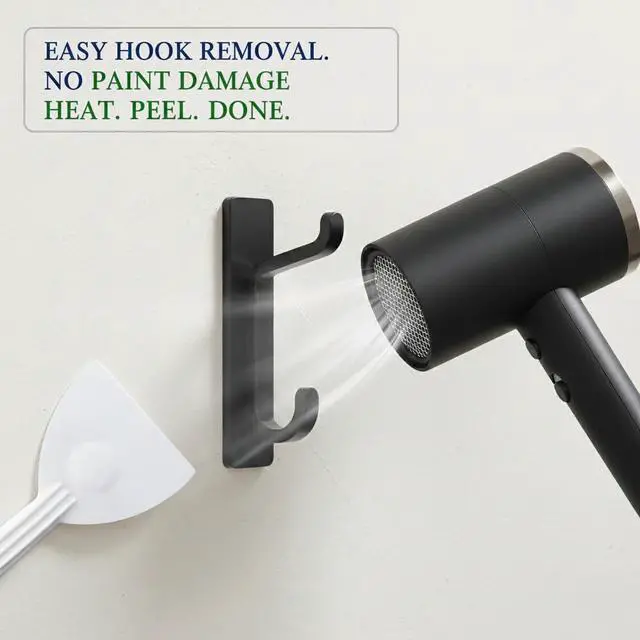 Alt view image 7 of 7 - Wall Hooks for Coat and Towel: 13LB Strong Adhesive Door Hanger Stick on,Towel Hooks for bathrooms,Black 4 Pack.