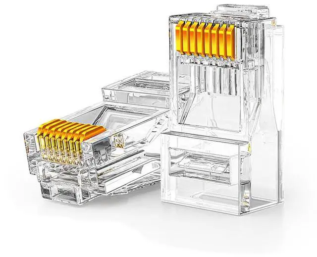 Main image of 100-Pack Cat5e Cat6 RJ45 Connectors, RJ45 Standard Connector for Solid or Stranded UTP Cable