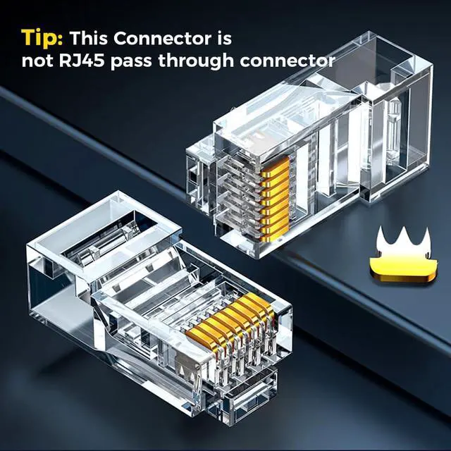 Alt view image 2 of 7 - 100-Pack Cat5e Cat6 RJ45 Connectors, RJ45 Standard Connector for Solid or Stranded UTP Cable