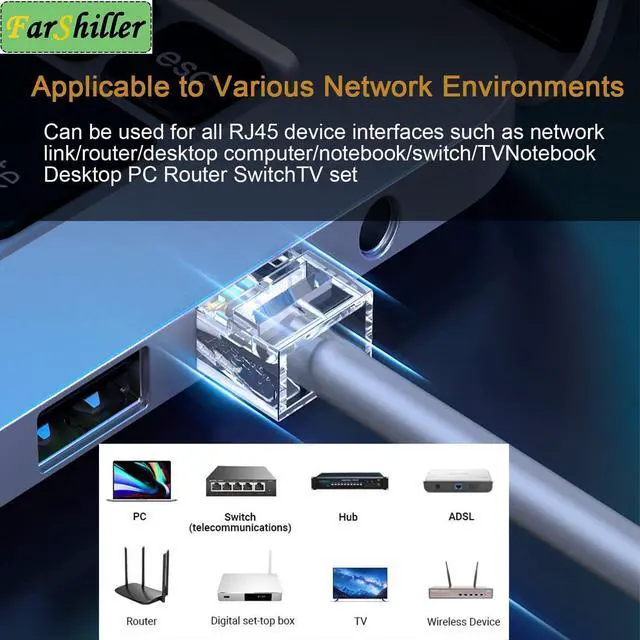 Alt view image 2 of 7 - RJ45 Connectors Crimp Ends 8P8C UTP Network Plug for CAT5E CAT5 CAT6 Stranded Cable Solid Crystal Head, CAT6 / CAT5e RJ45 Connector, Ethernet Cable Crimp Connectors (100-Pack)