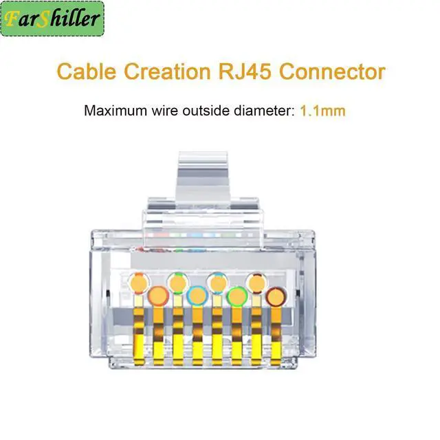 Alt view image 5 of 7 - RJ45 Connectors Crimp Ends 8P8C UTP Network Plug for CAT5E CAT5 CAT6 Stranded Cable Solid Crystal Head, CAT6 / CAT5e RJ45 Connector, Ethernet Cable Crimp Connectors (100-Pack)