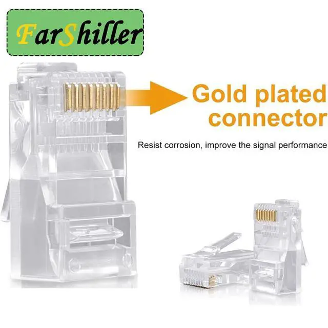 Alt view image 7 of 7 - RJ45 Connectors Crimp Ends 8P8C UTP Network Plug for CAT5E CAT5 CAT6 Stranded Cable Solid Crystal Head, CAT6 / CAT5e RJ45 Connector, Ethernet Cable Crimp Connectors (100-Pack)
