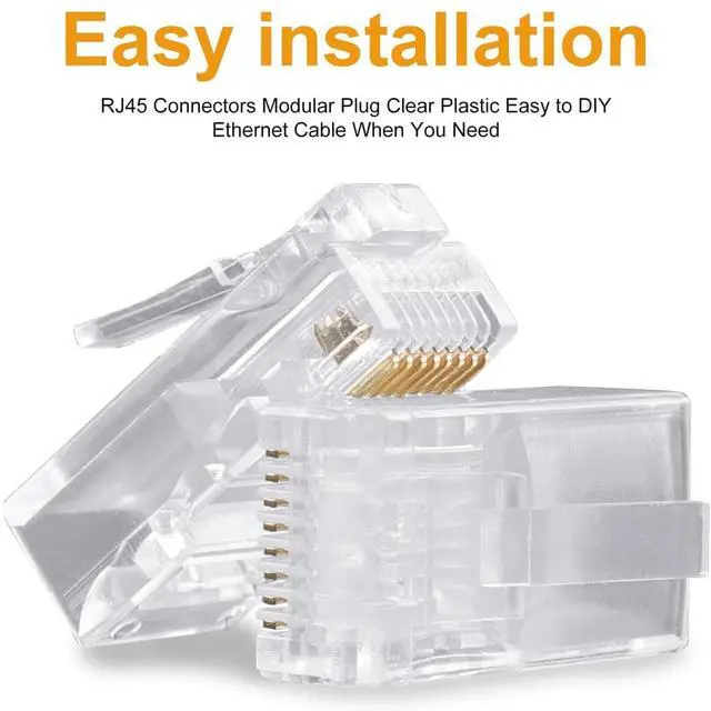 Alt view image 6 of 7 - RJ45 Connectors Crimp Ends 8P8C UTP Network Plug for CAT5E CAT5 CAT6 Stranded Cable Solid Crystal Head, CAT6 / CAT5e RJ45 Connector, Ethernet Cable Crimp Connectors (100-Pack)
