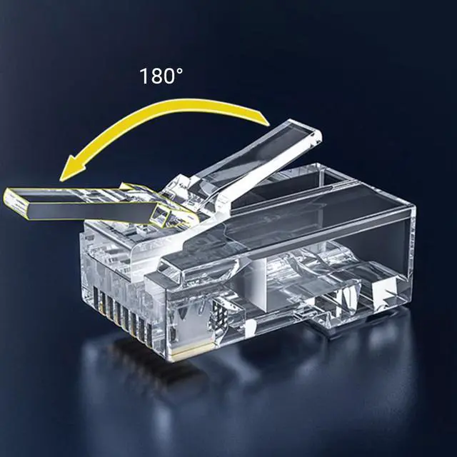 Alt view image 5 of 7 - 100-Pack Cat5e Cat6 RJ45 Connectors, RJ45 Standard Connector for Solid or Stranded UTP Cable