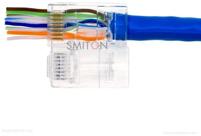 Alt view image 2 of 6 - RJ45 Cat6 Pass Through Connectors End Pass Through 8P8C UTP Ethernet Network Plug(100Pack)