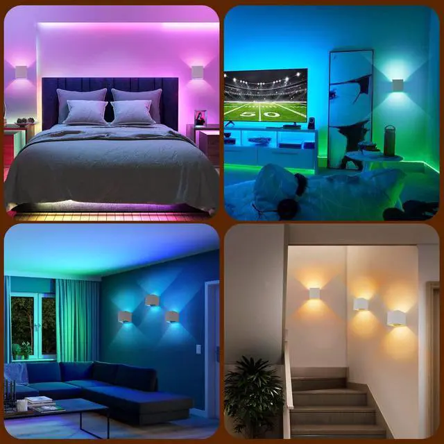Alt view image 4 of 6 - RGB LED Wall Light, 6000mAh Battery Operated Wall Sconce16 Colors, Rechargeable, Remote Control, Dimmable, Magnetic, Cordless Wall Light for Bedroom Living Room Decor, White