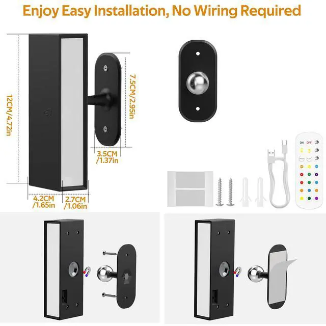 Alt view image 3 of 7 - LED Wall Lights 2 Pack with Remote,Wall Sconces Lamp 3000mAh Rechargeable Battery Operated,3 Color Temperatures & 12 RGB Dimmable Magnetic 360° Rotation Cordless Light