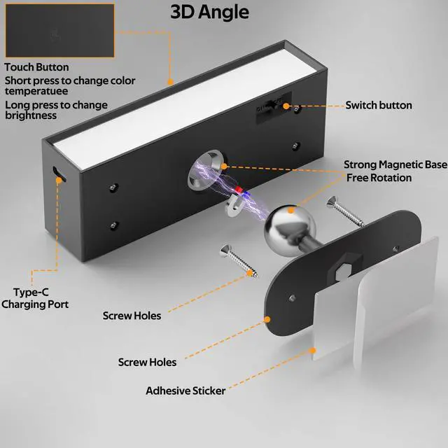 Alt view image 6 of 7 - LED Wall Lights 2 Pack with Remote,Wall Sconces Lamp 3000mAh Rechargeable Battery Operated,3 Color Temperatures & 12 RGB Dimmable Magnetic 360° Rotation Cordless Light