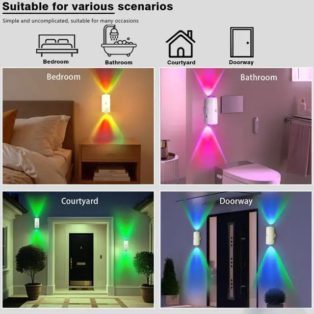 Alt view image 5 of 6 - LED Wireless Wall Sconce with 7 Colors Changing, Motion Sensor Light Indoor, 1500mAh Rechargeable Battery Operated Wall Sconces for Bedroom Bedside Hallway Courtyard Doorway (White)